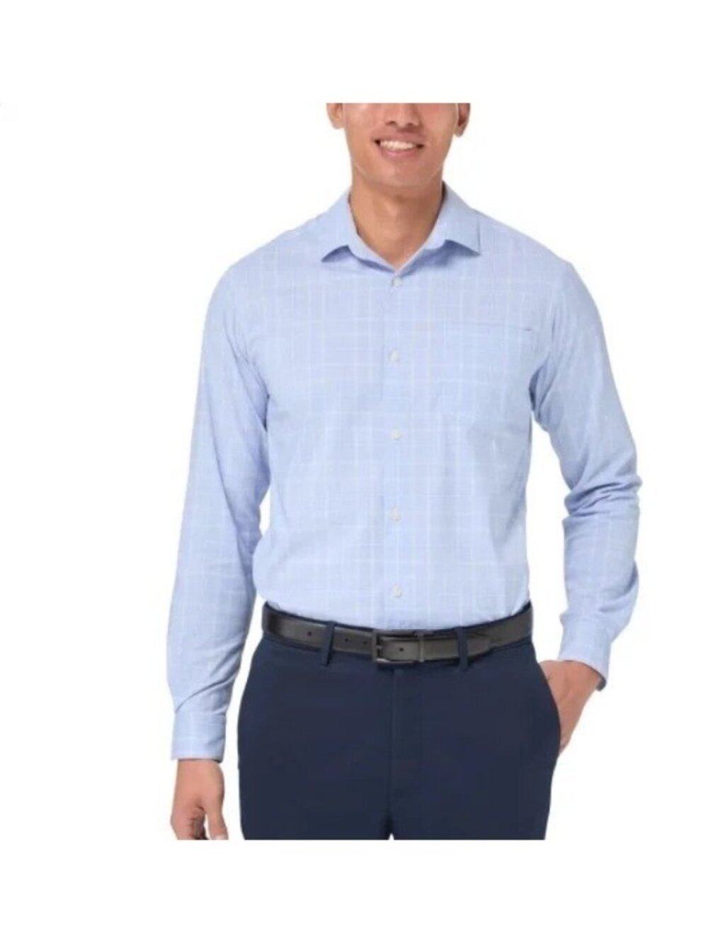 NWT Kirkland Signature Men's M 15 Blue Performance Sport Shirt Plaid